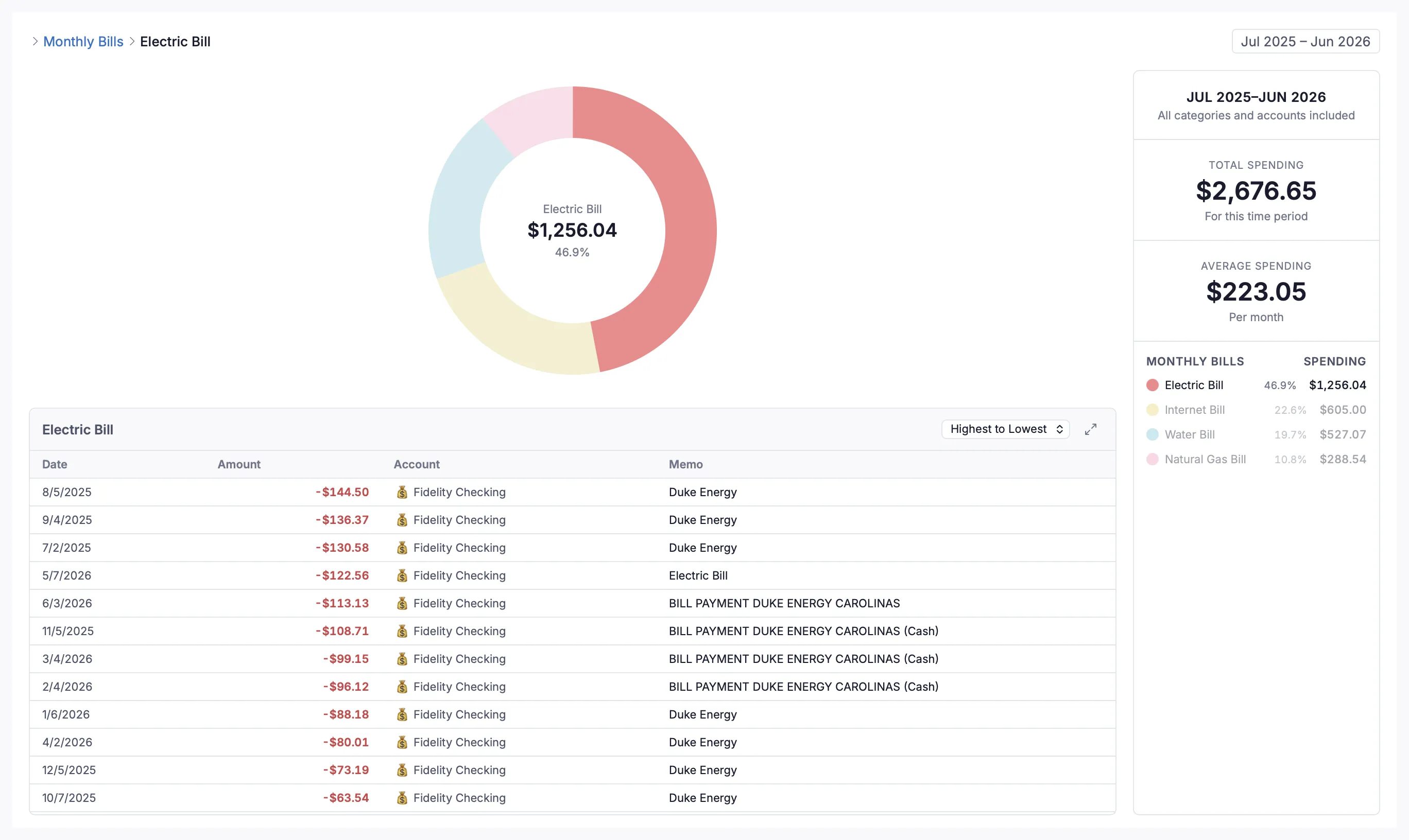 Spending Report — free report in Aspire Budgeting add-on